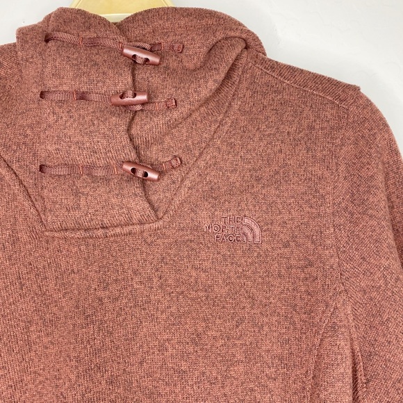 The North Face Hooded Sweater Knit Fleece Pullover in Faded Rose Heather Size L - Picture 4 of 12